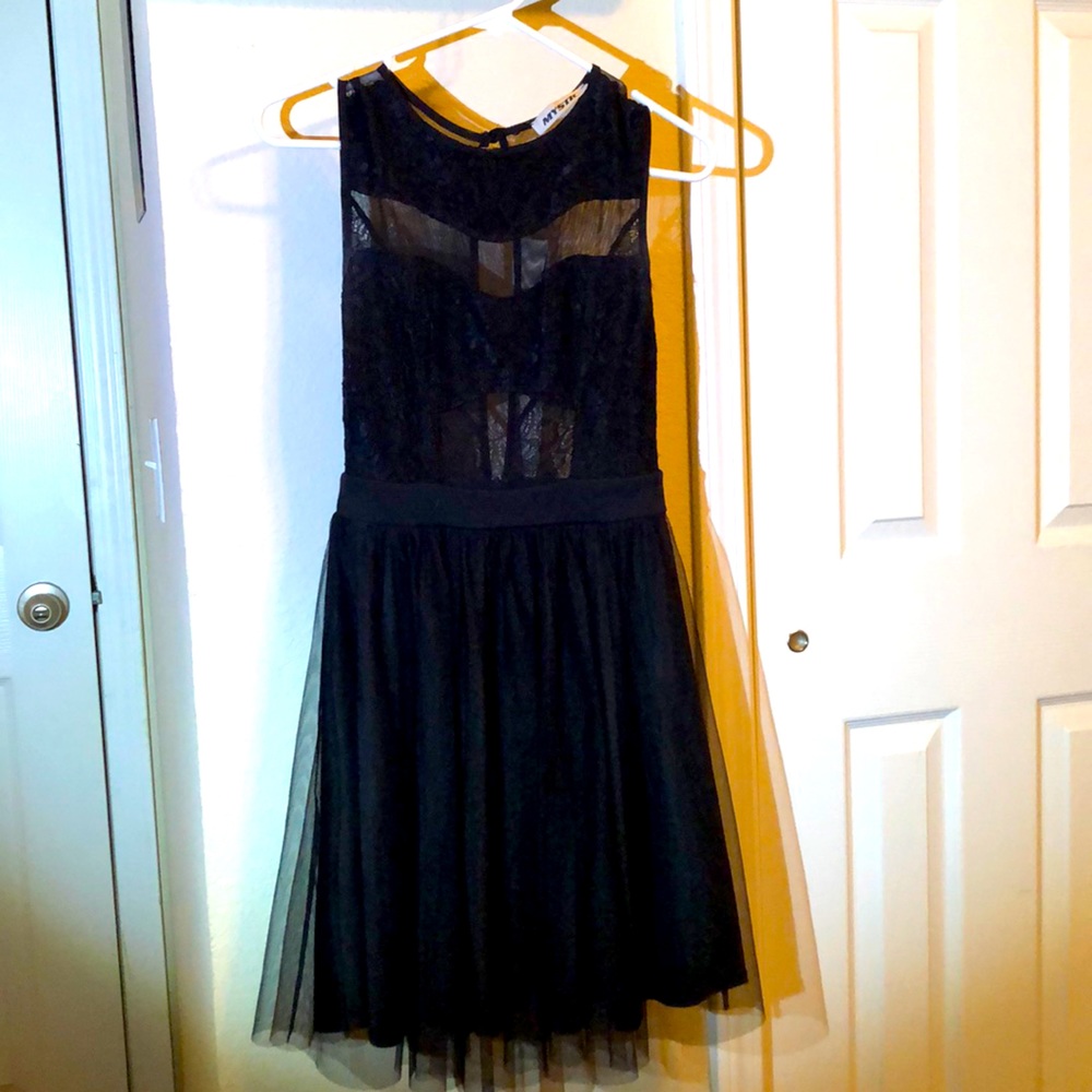 Black lace covered dress
